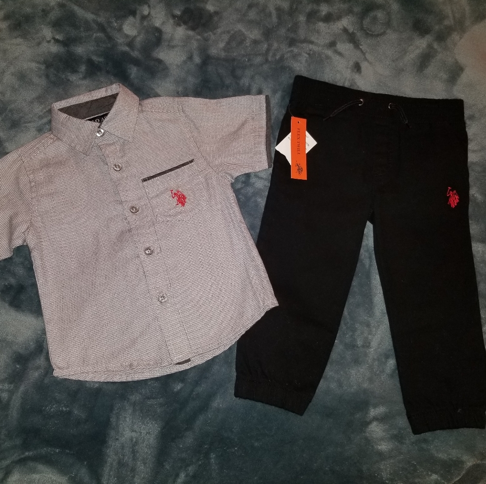 NWT Boy's Polo Matching Shirt & Pants Set 2T